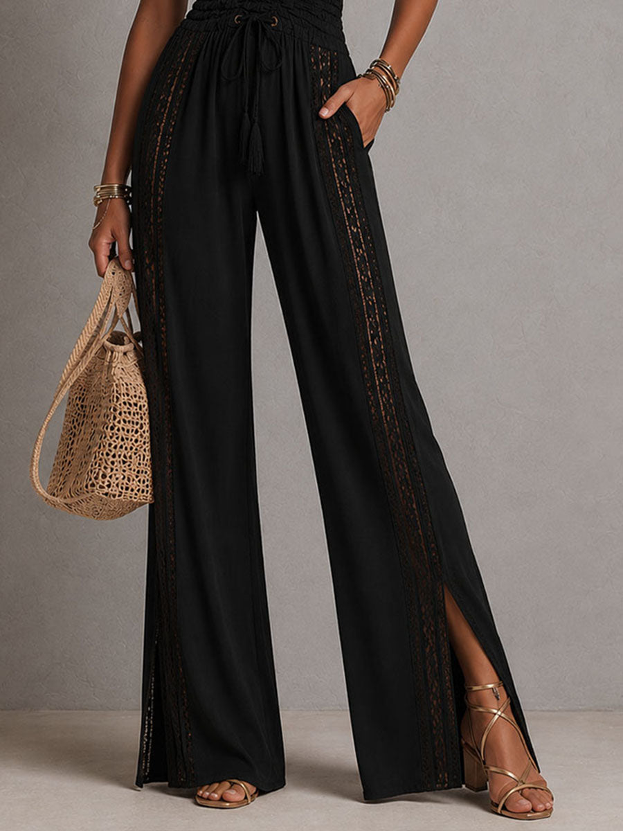 Mono Palazzo Encaje Boho — Cintura Fruncida