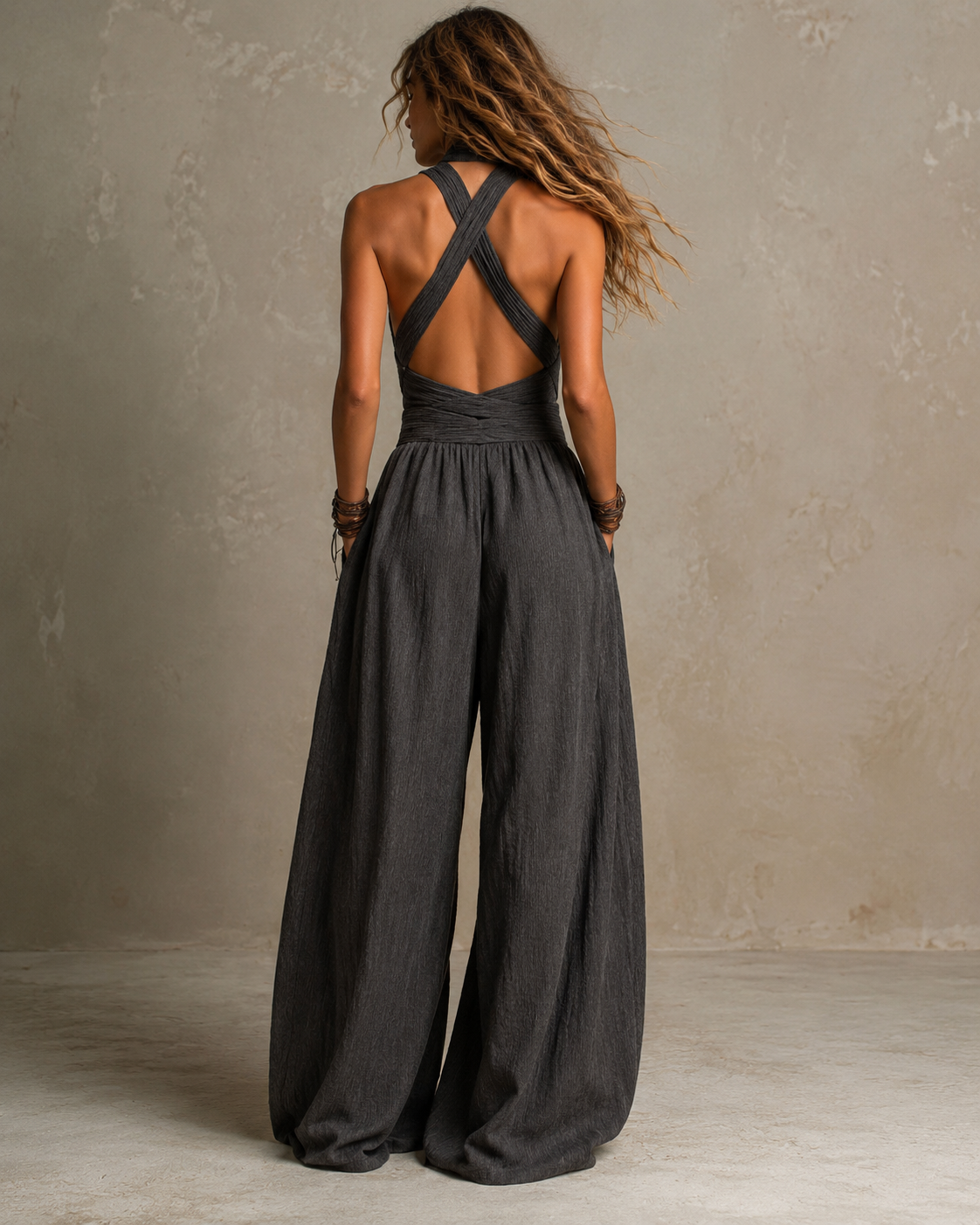 Bianca — Mono Pantalón Ancho Escote Cruzado