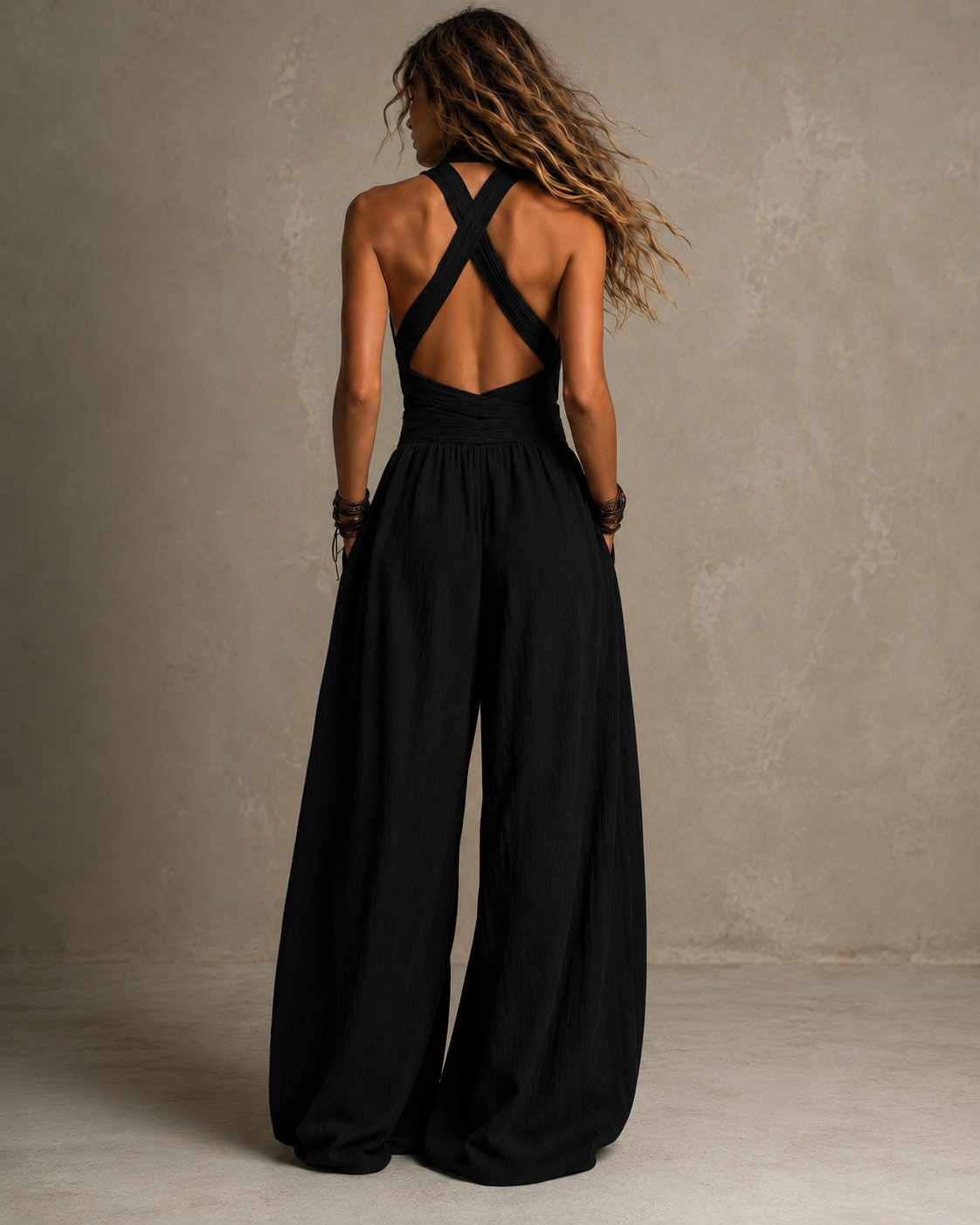 Bianca — Mono Pantalón Ancho Escote Cruzado