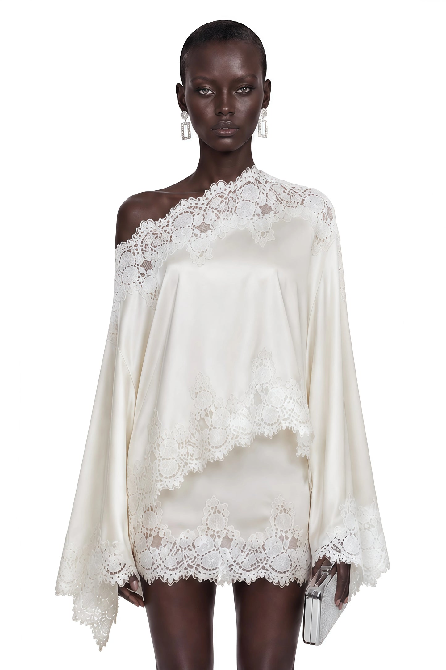 Aurora — Vestido Mini Encaje Asimétrico