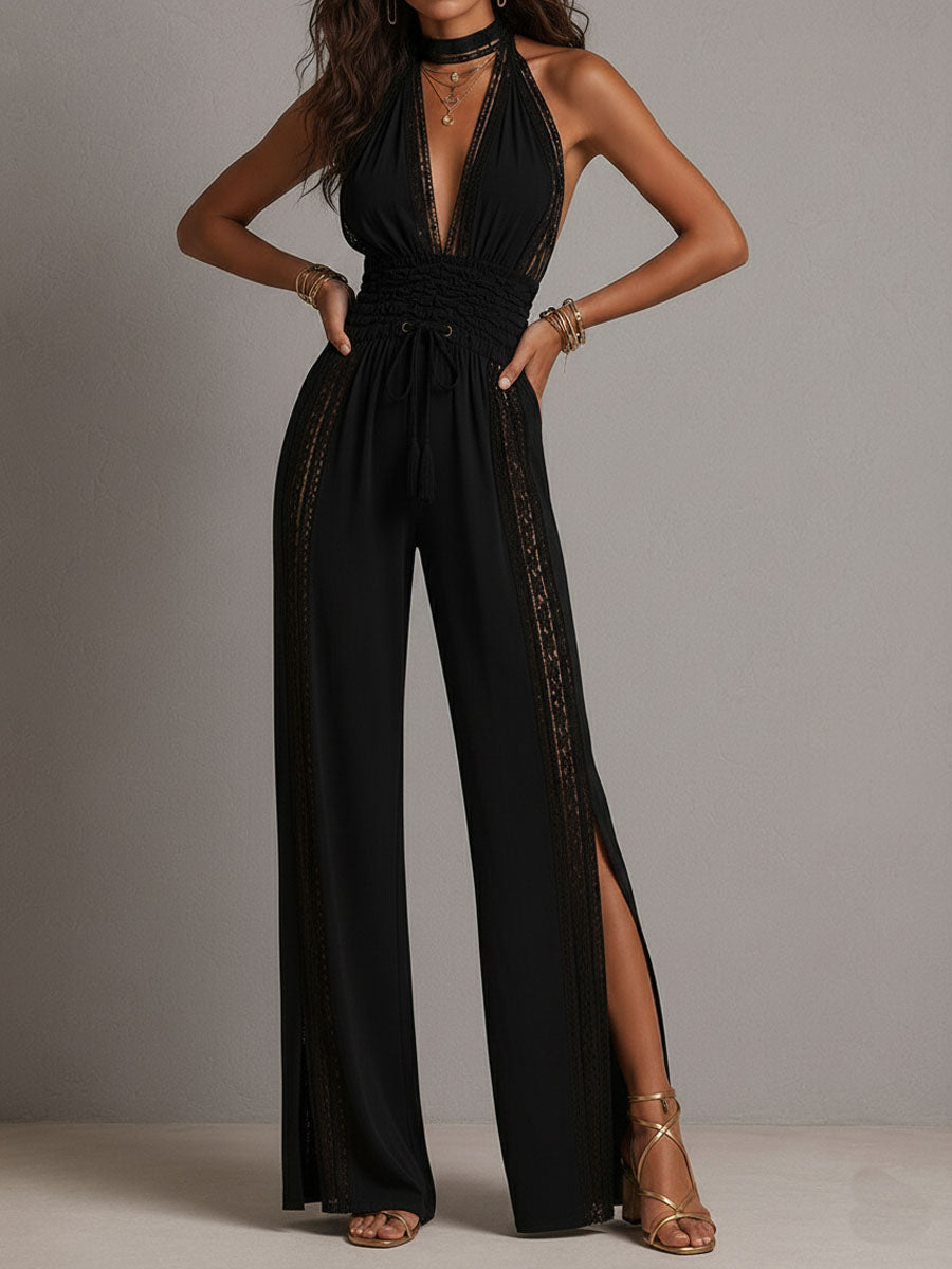 Mono Palazzo Encaje Boho — Cintura Fruncida
