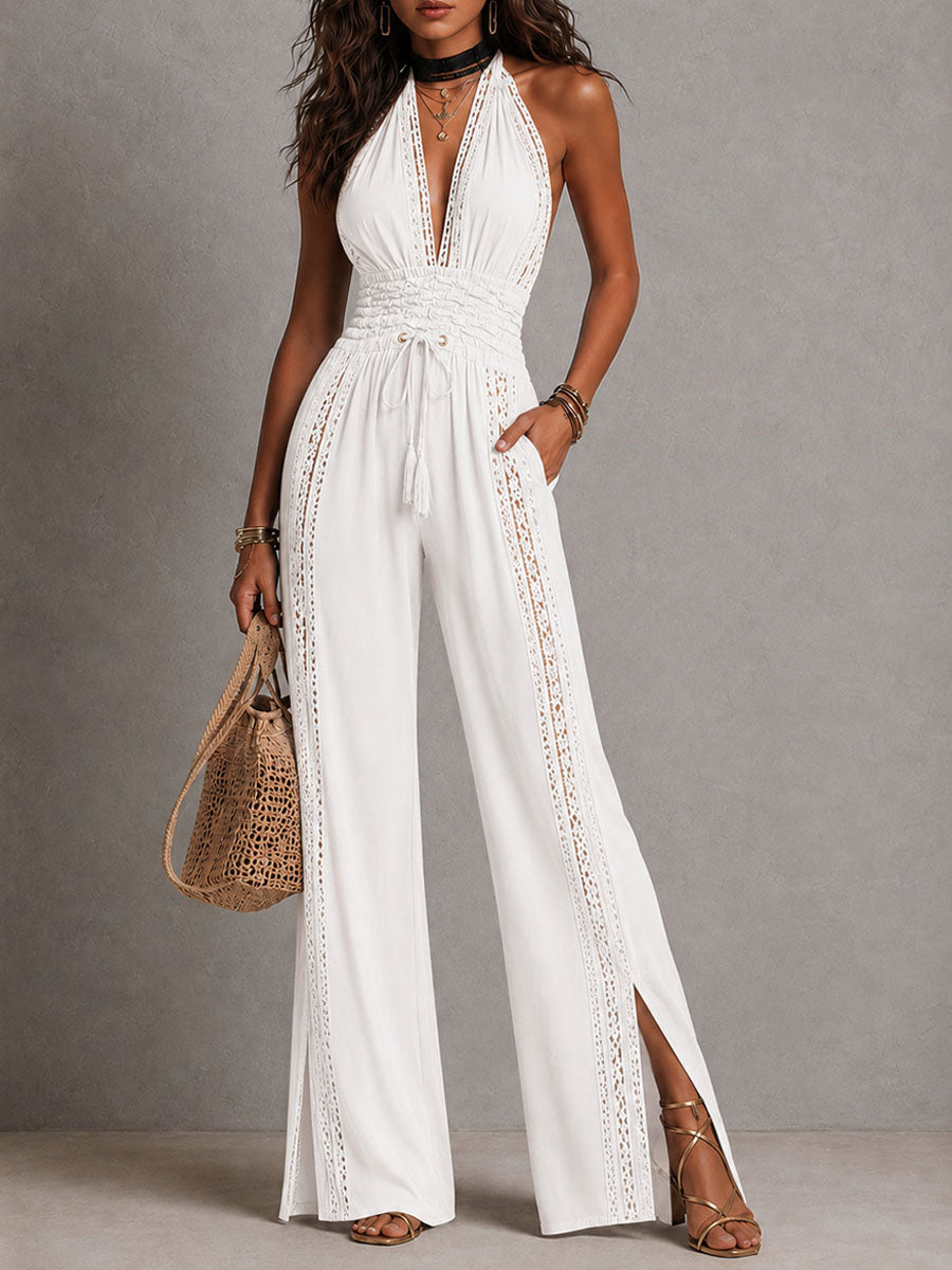 Mono Palazzo Encaje Boho — Cintura Fruncida