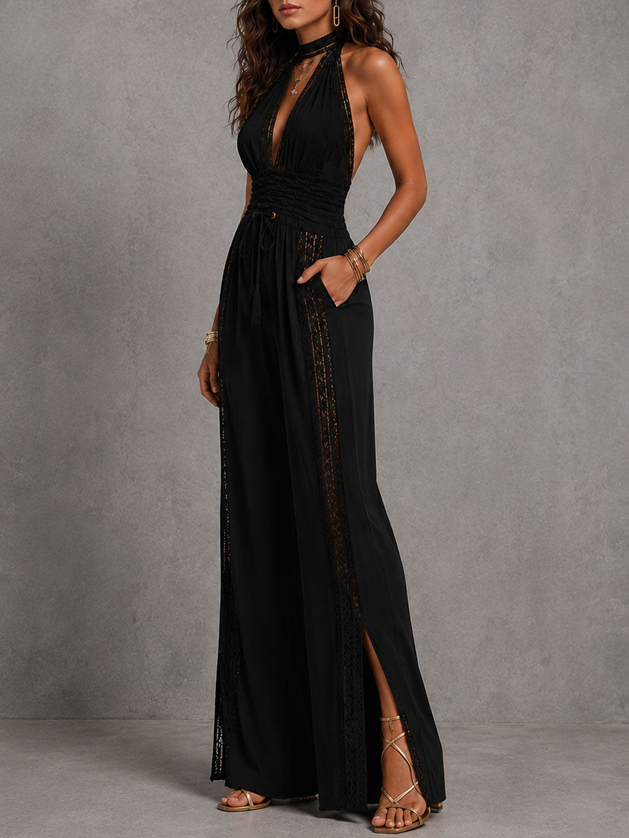 Mono Palazzo Encaje Boho — Cintura Fruncida