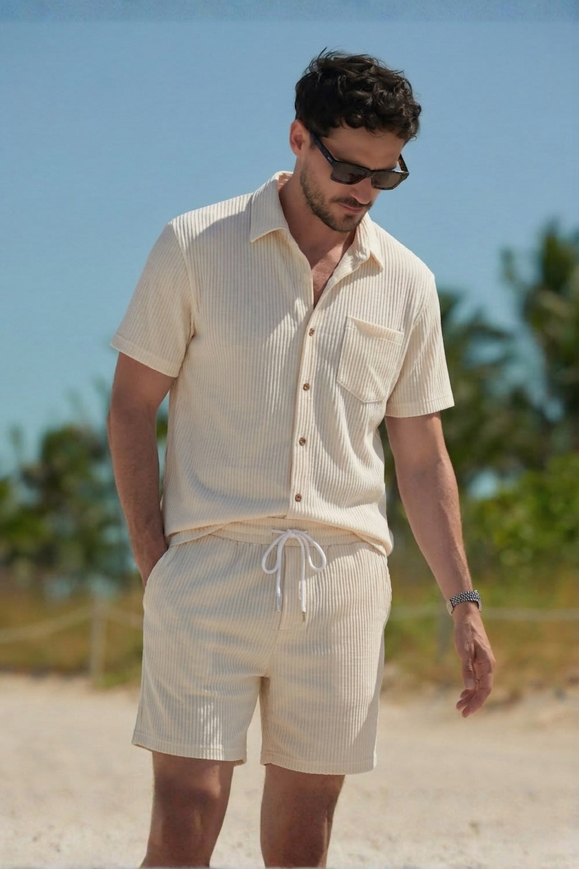 Enzo — Conjunto Camisa y Short Textura Canalé