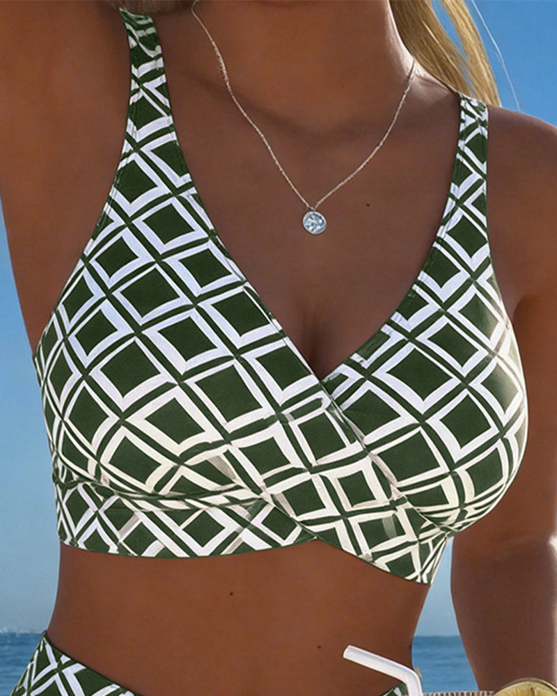 Naia — Bikini Estampado Geométrico Copa Cruzada