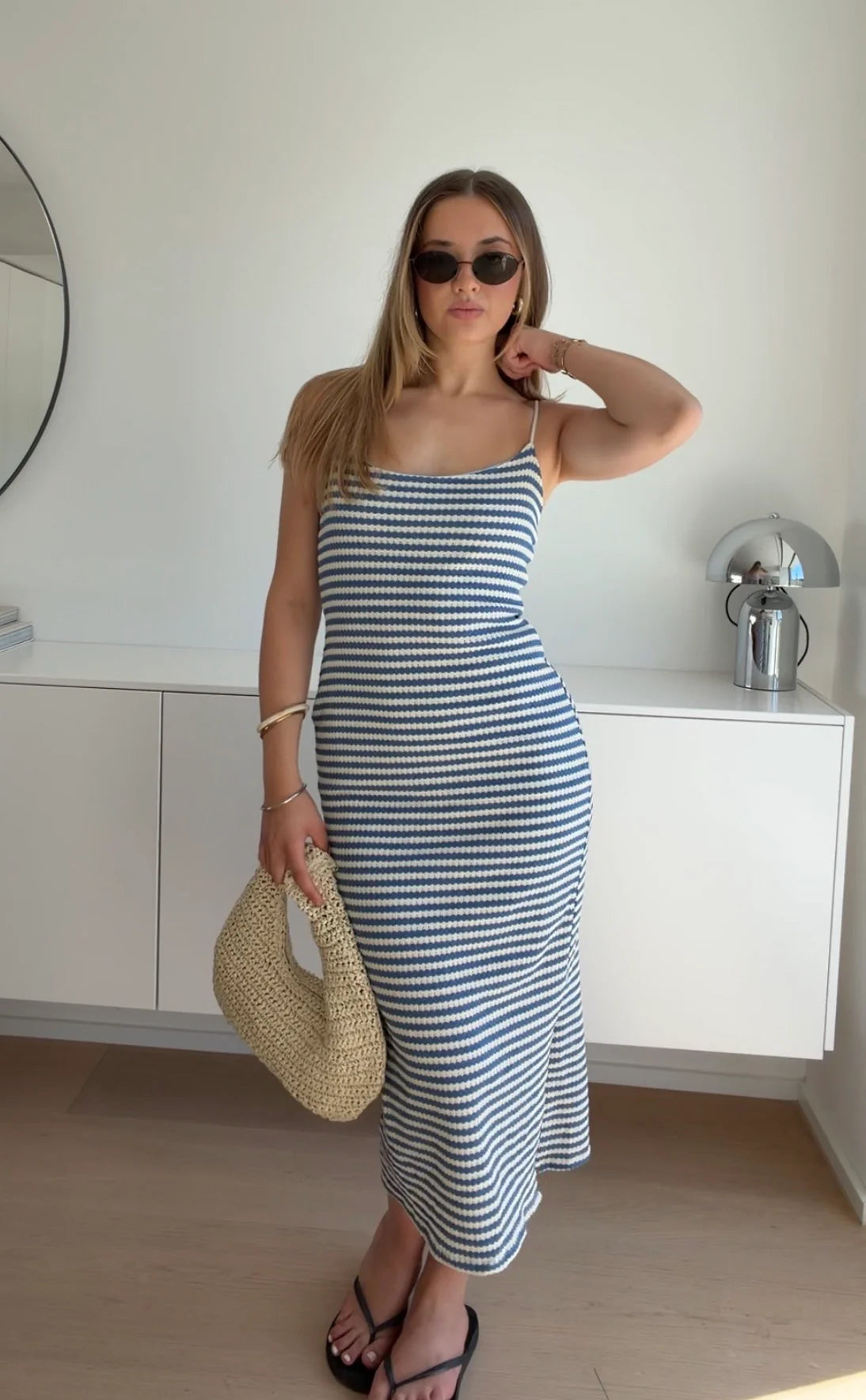 Julia — Vestido Midi Punto Rayas