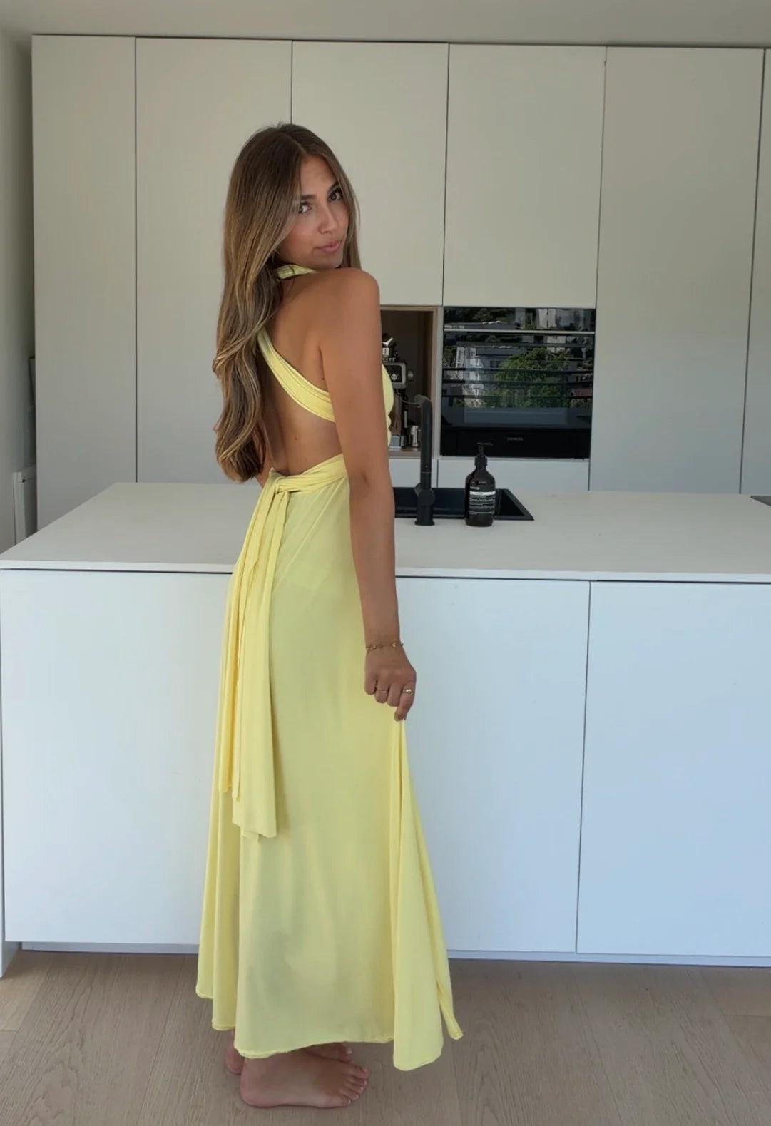 Marina — Vestido Maxi Escote Halter Boho