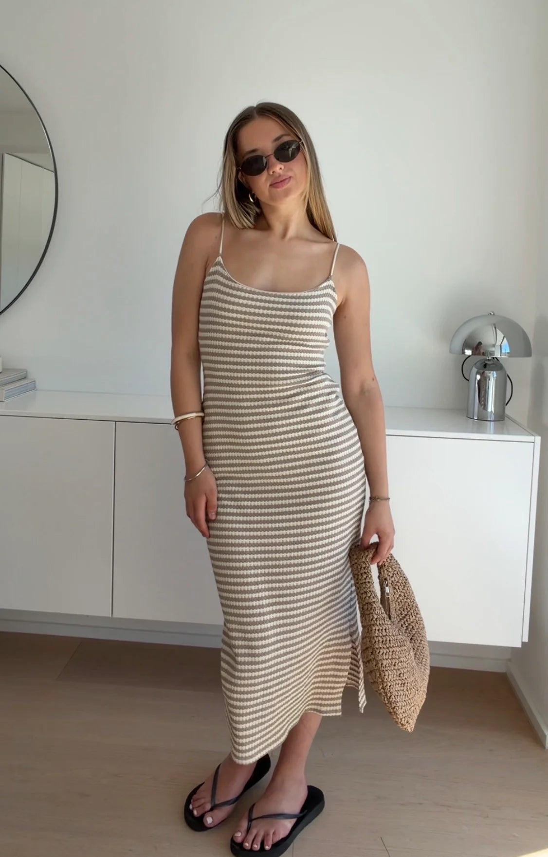 Julia — Vestido Midi Punto Rayas