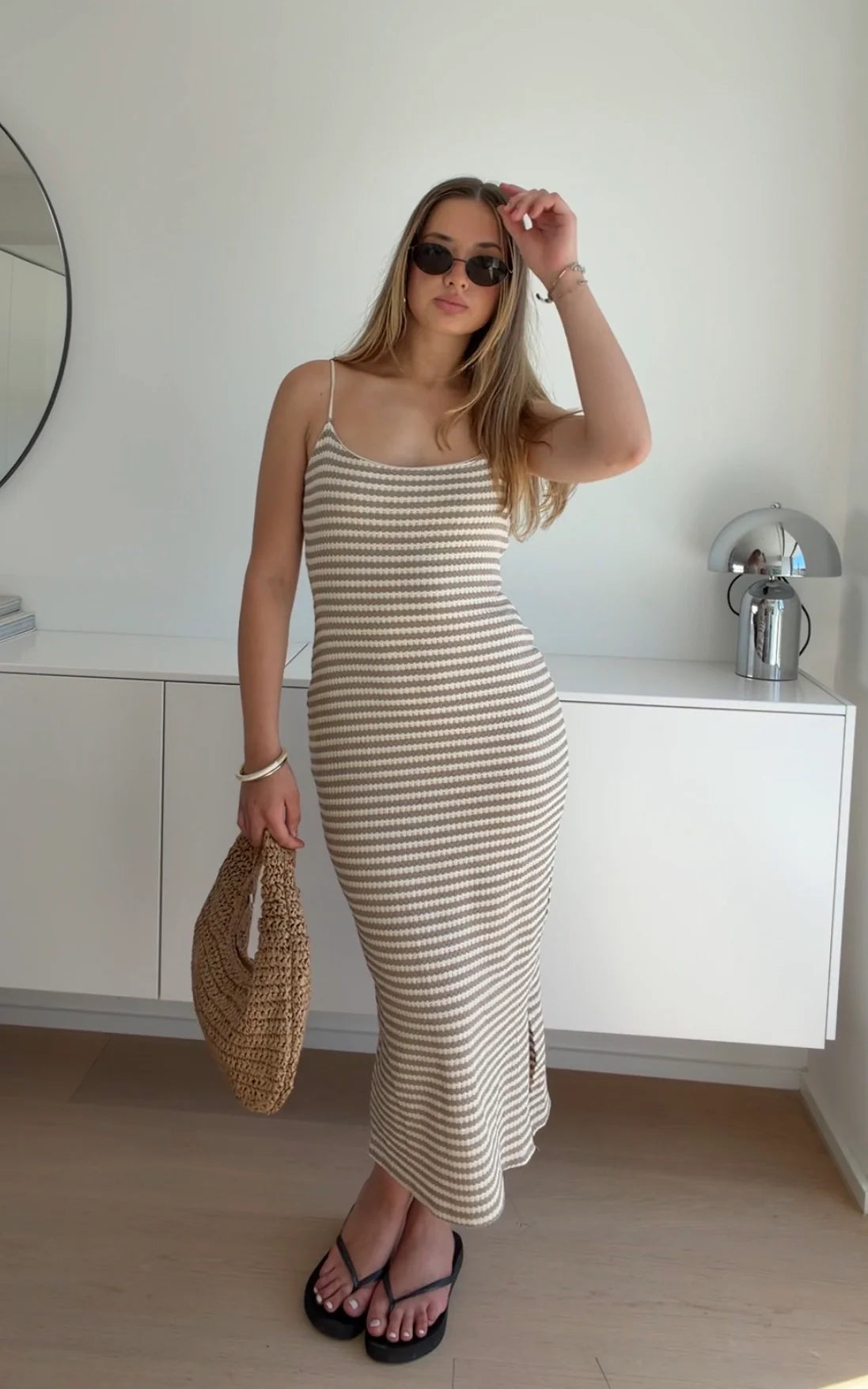Julia — Vestido Midi Punto Rayas