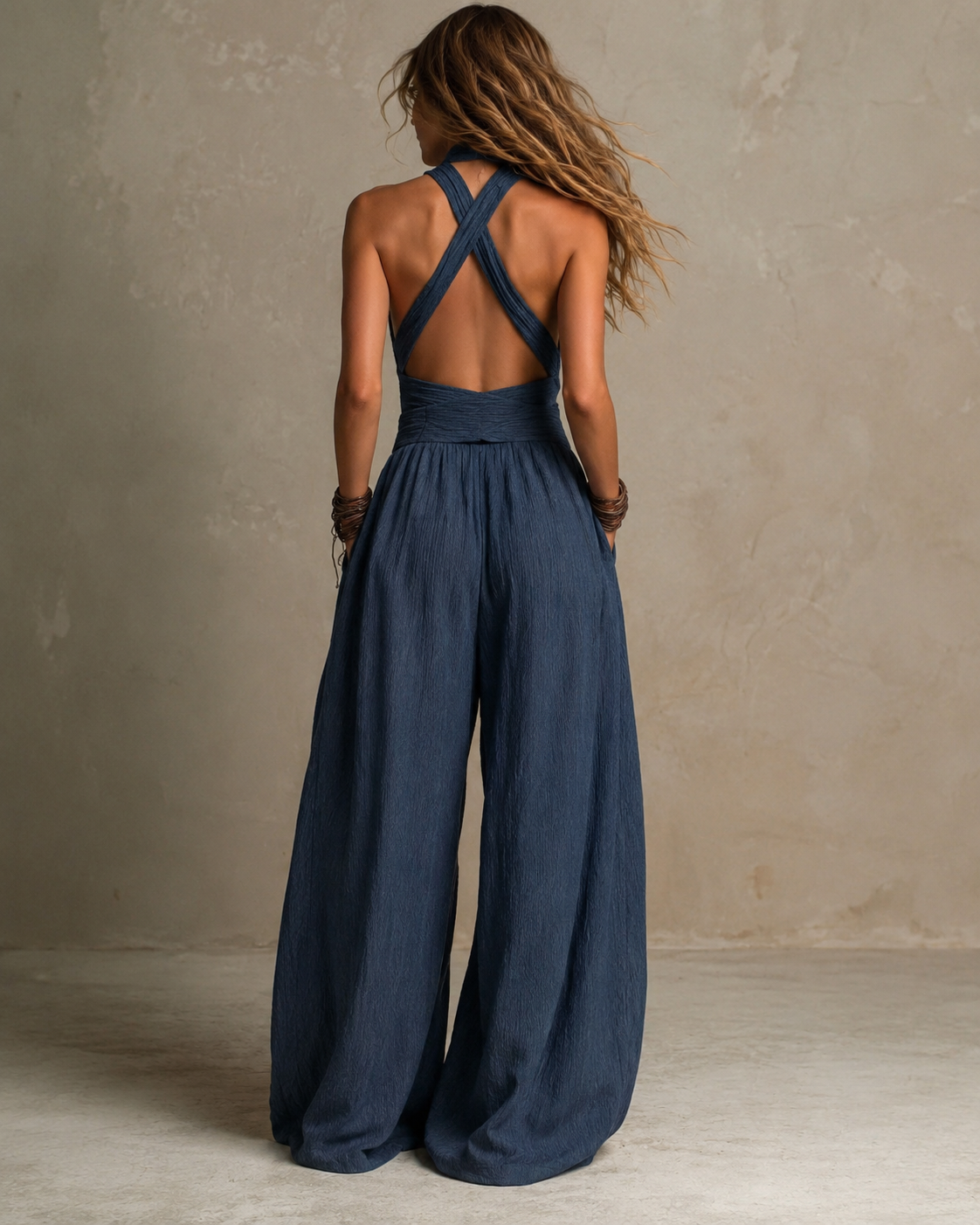 Bianca — Mono Pantalón Ancho Escote Cruzado