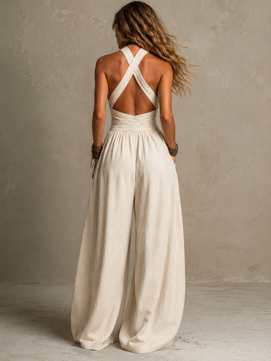 Bianca — Mono Pantalón Ancho Escote Cruzado