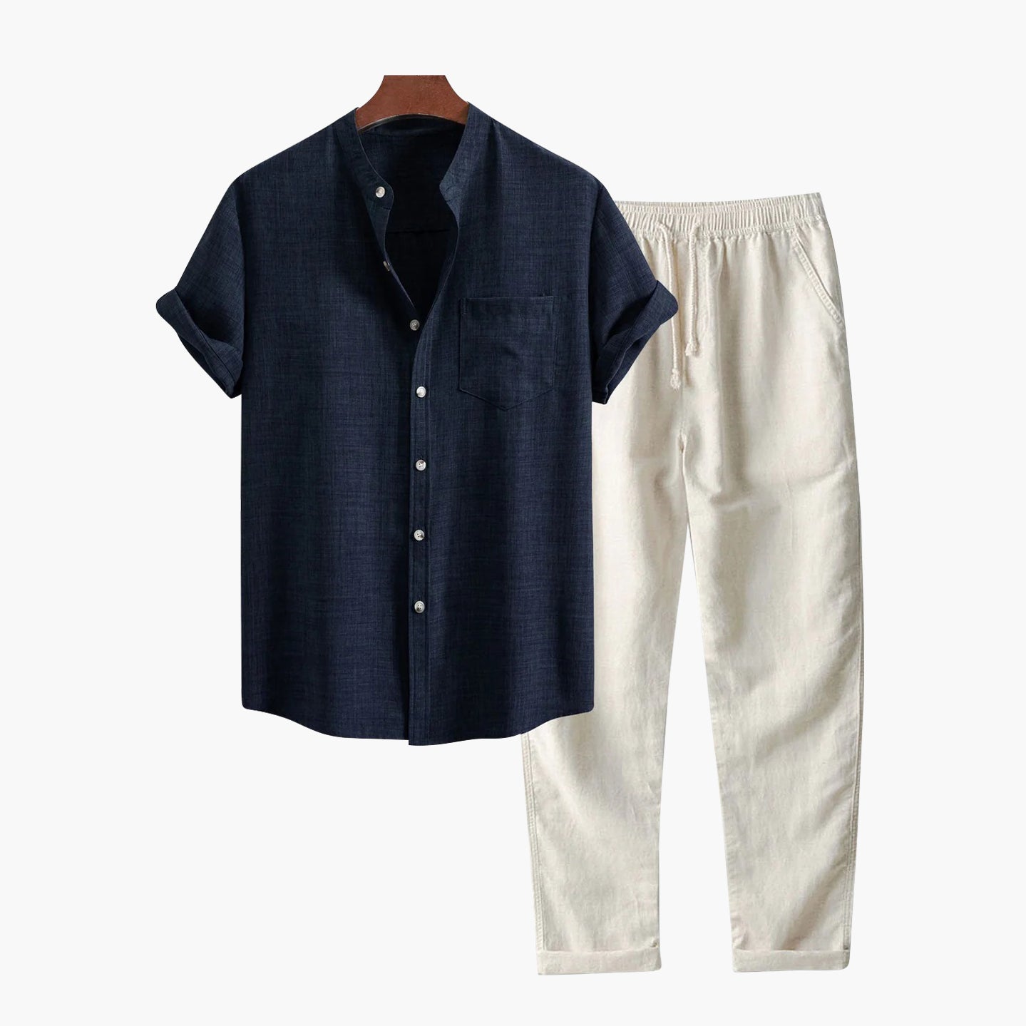 Mateo — Conjunto Camisa Cuello Mao y Pantalón