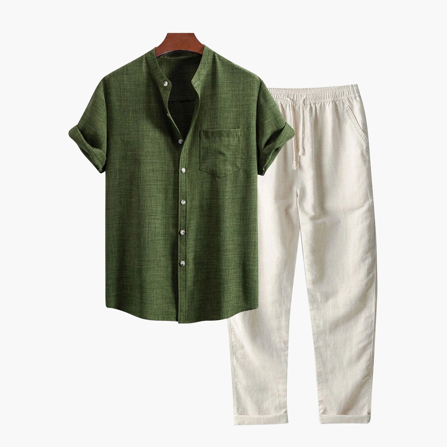 Mateo — Conjunto Camisa Cuello Mao y Pantalón