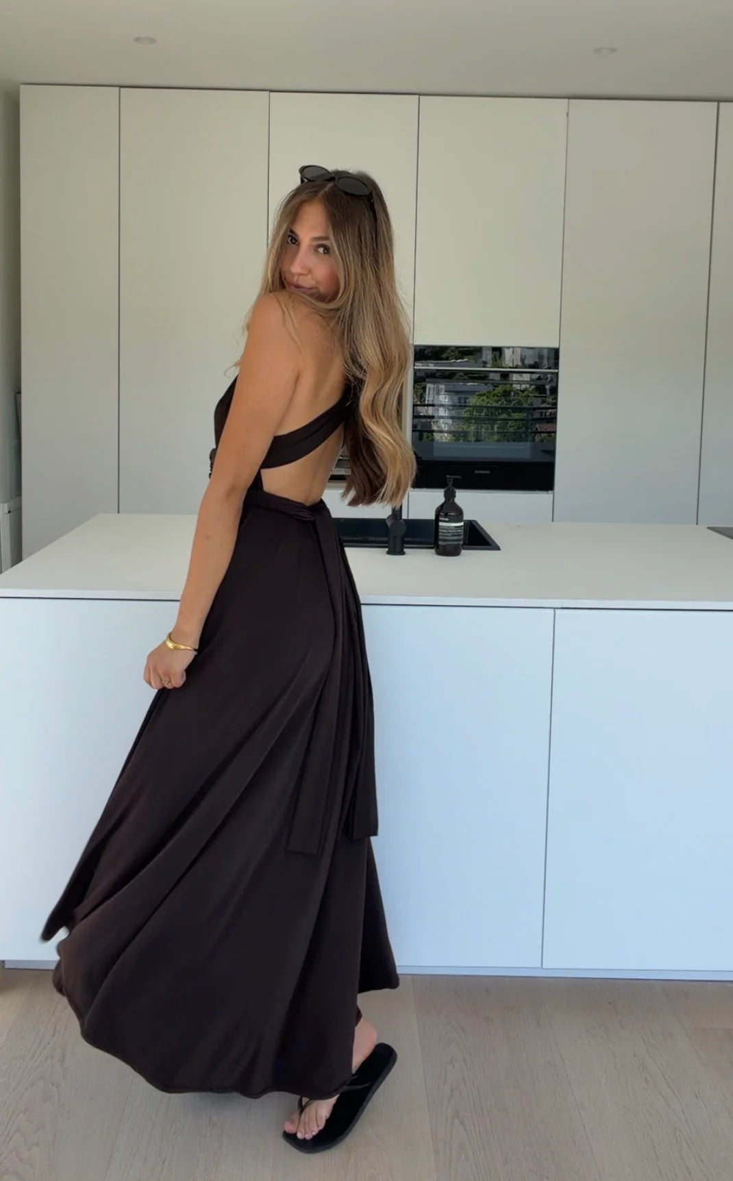 Marina — Vestido Maxi Escote Halter Boho
