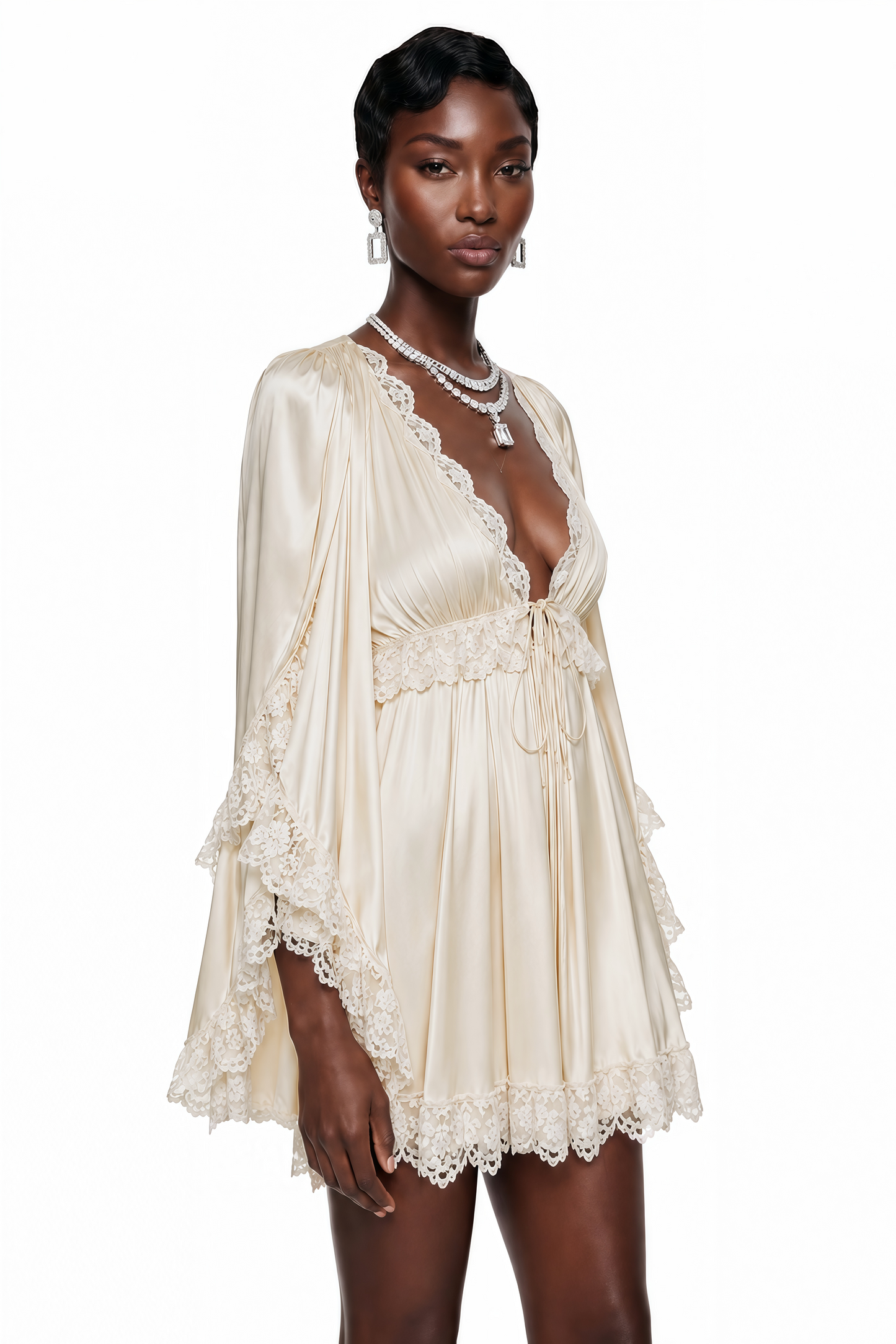 Camille — Vestido Mini Escote Corazón Encaje