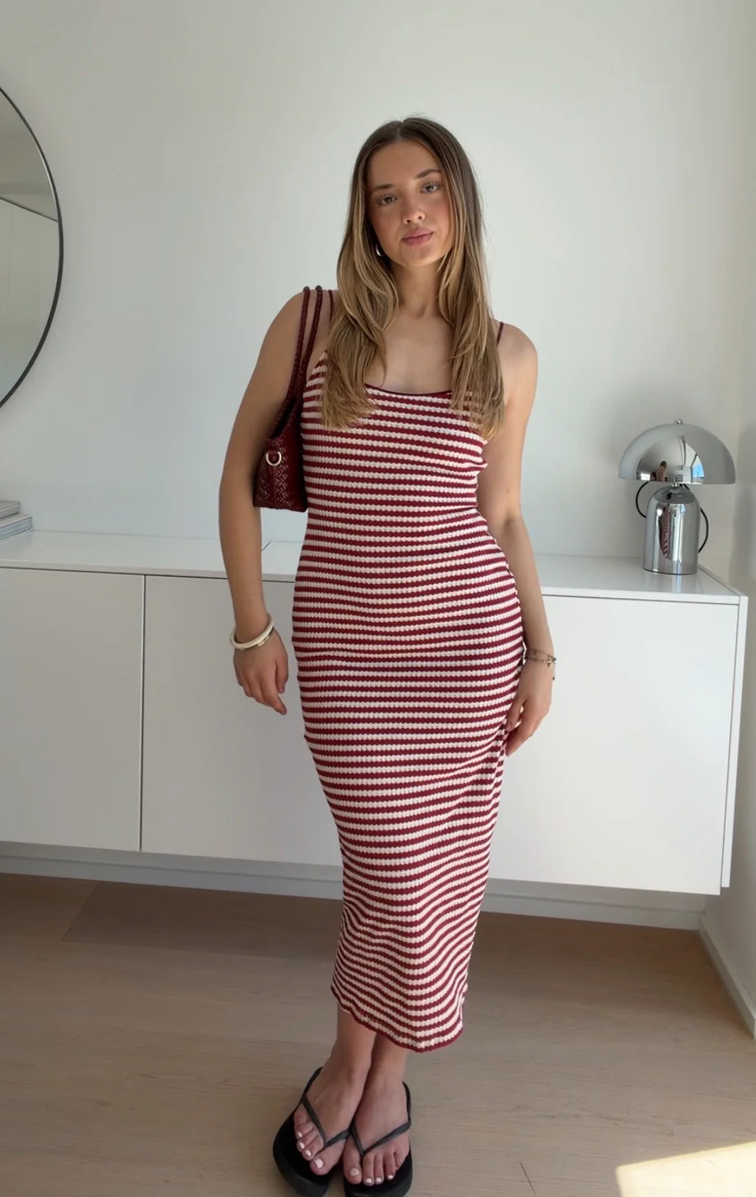 Julia — Vestido Midi Punto Rayas