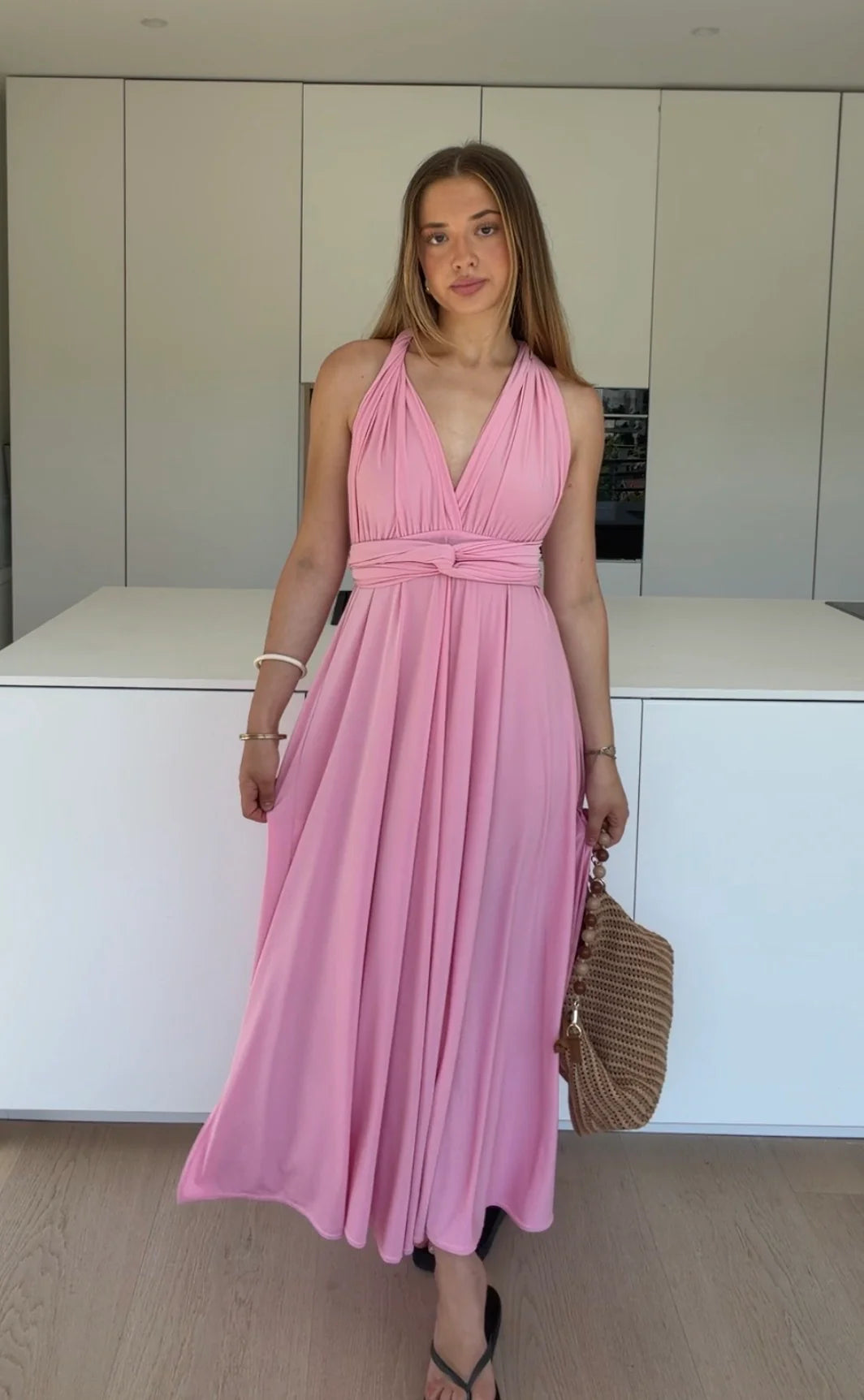 Marina — Vestido Maxi Escote Halter Boho