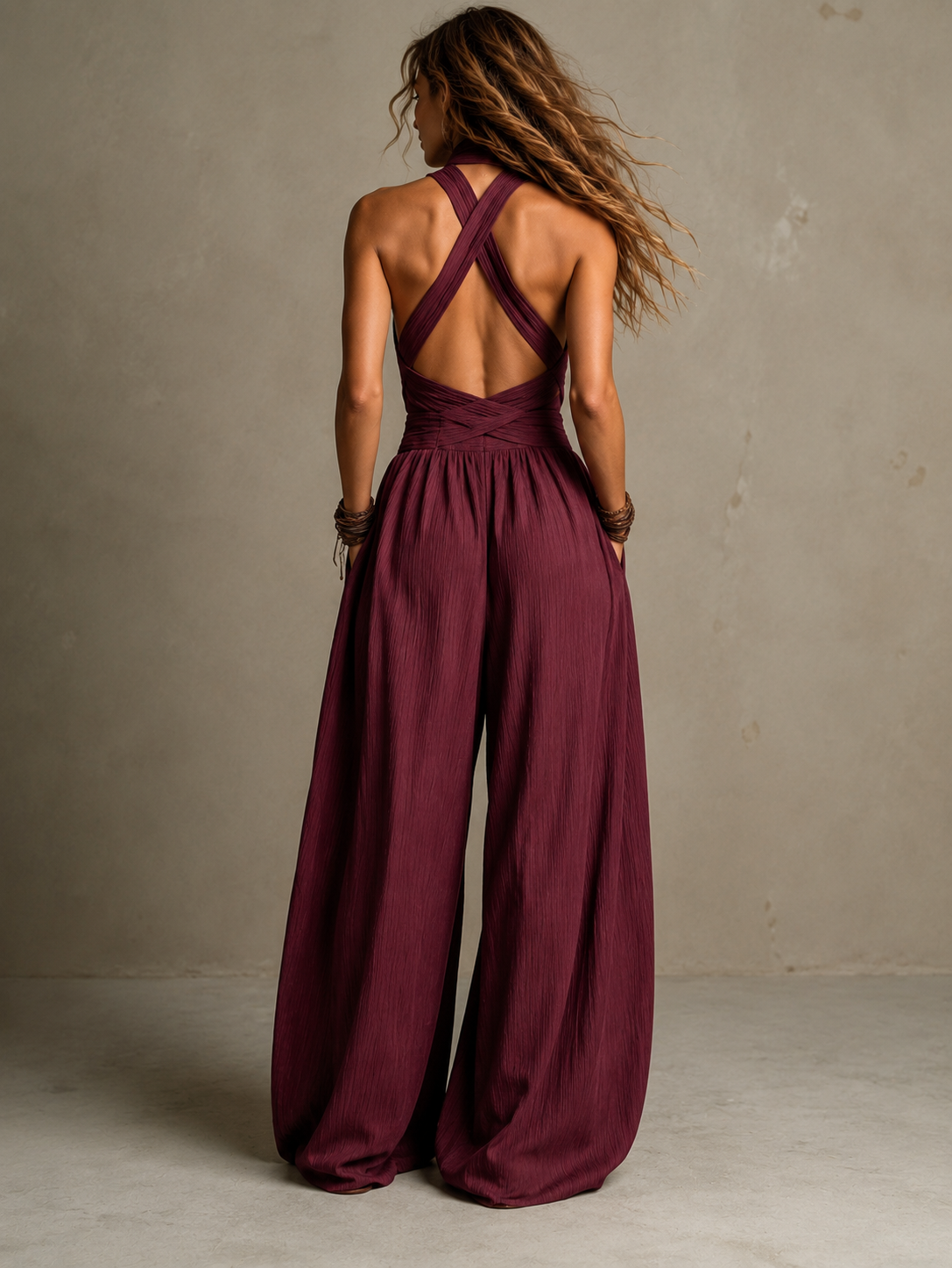 Bianca — Mono Pantalón Ancho Escote Cruzado