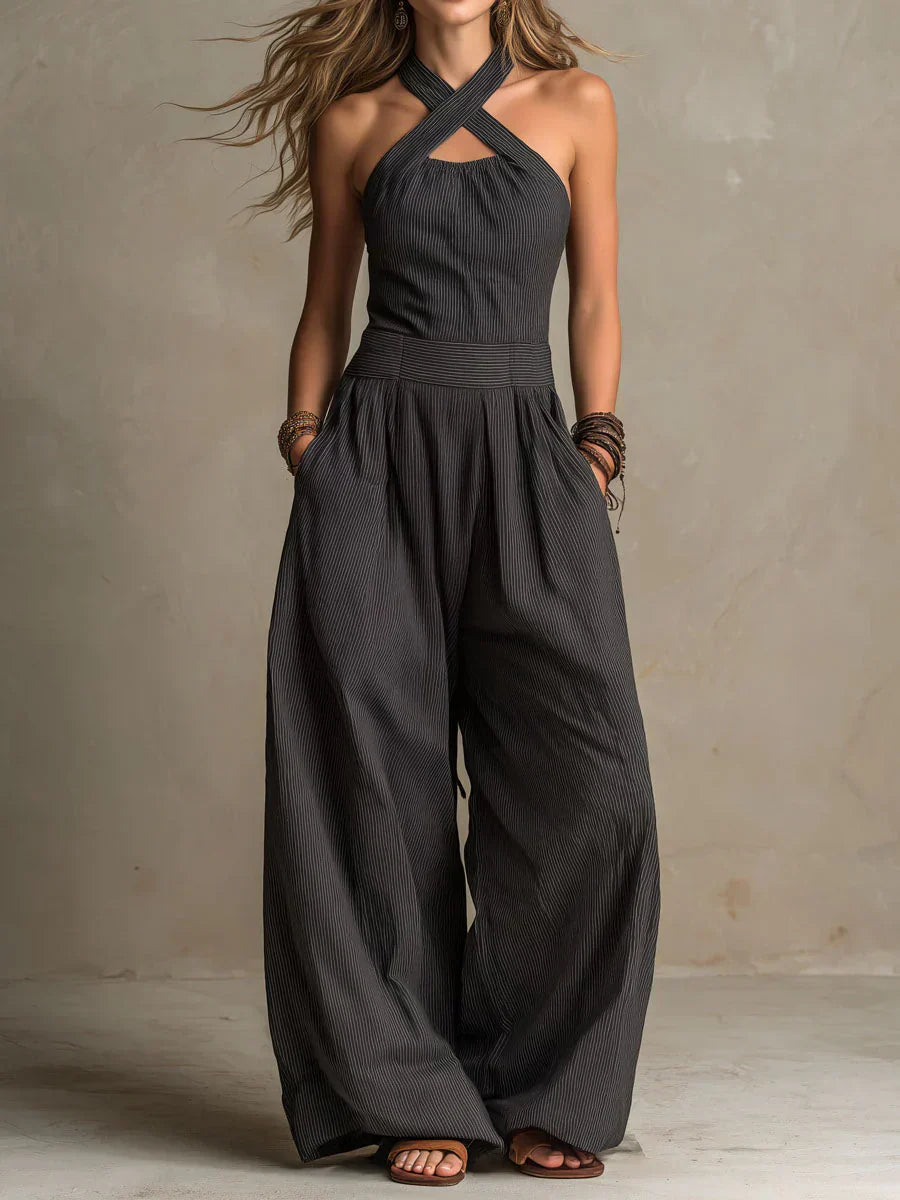 Bianca — Mono Pantalón Ancho Escote Cruzado