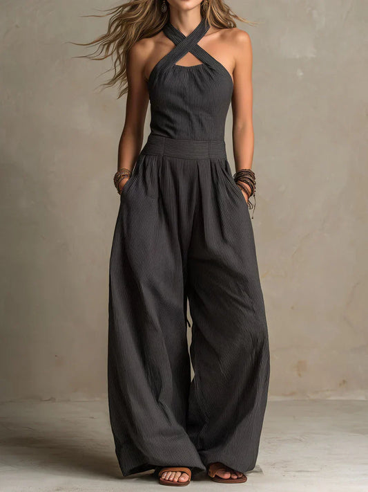 Bianca — Mono Pantalón Ancho Escote Cruzado