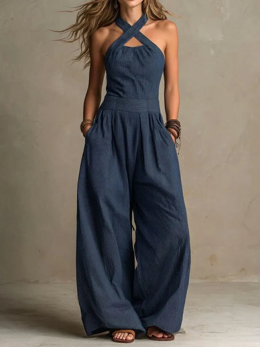 Bianca — Mono Pantalón Ancho Escote Cruzado
